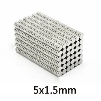 100/200 /300шт Тонкий неодимовый сильный магнит 5x1,5 мм Постоянный маленький круглый магнит 5x1,5 мм Мощные магниты Диск 5 * 1,5 мм