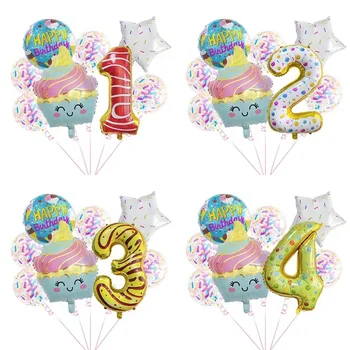 Воздушный шар из алюминиевой пленки в форме пончика Для мальчика и девочки, игрушка в подарок на День Рождения, Стаканчик для мороженого, Украшение вечеринки по случаю Дня рождения, Детский душ