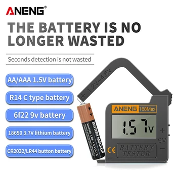 ANENG 168Max Универсальный цифровой тестер емкости литиевой батареи, анализатор нагрузки для кнопочной ячейки AA AAA C D 9V