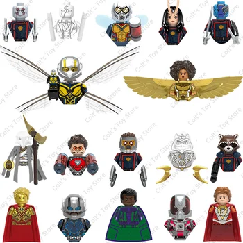 Супергерои Marvel Мстители Человек-муравей Оса Лунный рыцарь Стражи Галактики Мини Фигурки Куклы Модели Детские игрушки Подарки