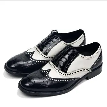 Новая кожаная обувь мужская обувь в стиле ретро оксфорды на шнуровке с окаймлением для мужчин обувь с перфорацией типа 
