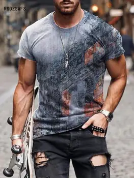 Летняя модная мужская футболка с 3D принтом и коротким рукавом, уличный стиль, мужские футболки оверсайз, Одежда в стиле хип-хоп с перекрестным рисунком, футболки унисекс