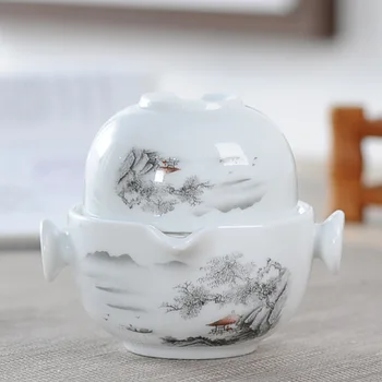 Высококачественный керамический Чайный набор для путешествий, чайная посуда включает в себя 1 Чайник и 1 Чашку, Красивый и простой чайник-заварочный чайник, элегантный чайный набор кунг-фу gaiwan