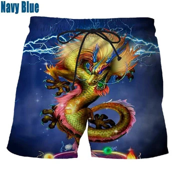 Модные мужские / женские 3D шорты с принтом дракона, спортивные повседневные шорты, крутые свободные пляжные брюки