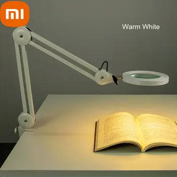 Настольная лампа с увеличительным стеклом XIAOMI LED, легкая металлическая настольная лампа с длинным рычагом, затемняющая свет, 3 цвета для чтения, татуировки и компьютеров