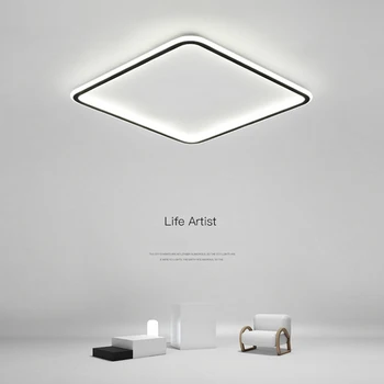Простой потолочный светильник, ультратонкая светодиодная лампа для гостиной, спальни, круглая квадратная люстра для ресторана, освещение в скандинавском стиле